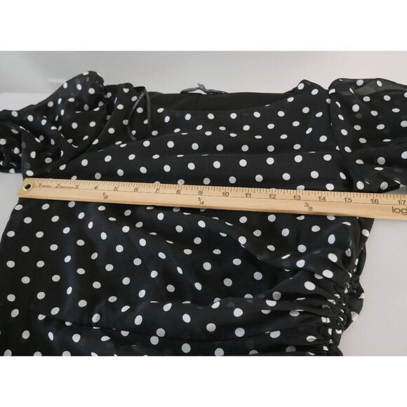 Julia Jordan Polka Dot Maxi Dress | Size 2 | Ruffle Hem | Puff Sleeve | Sheer Ov - Picture 7 of 9